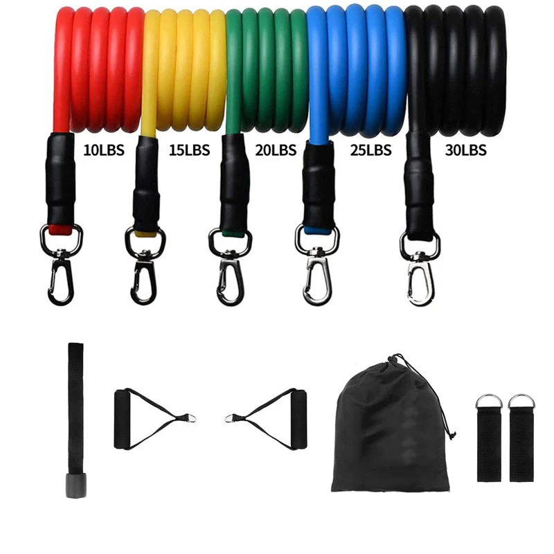 

Gym pull up 11 Piece TPE resistance band suit, 5color/set