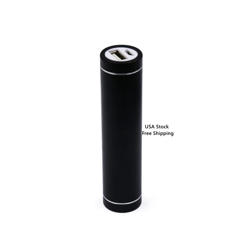 

cylinder tube shape black 2600mah portable external power bank battery charger