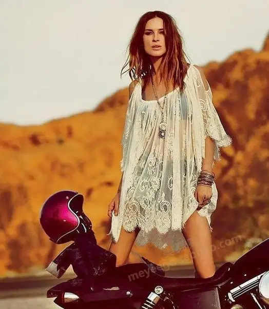 

Lace Crochet Halter Strapless Women Mesh Cover Up Dress Sexy