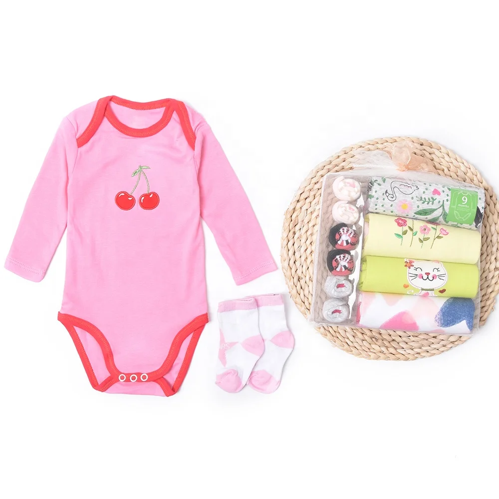 

newborn baby clothes baby cotton romper long sleeve baby bodysuit gifts sets 6.1
