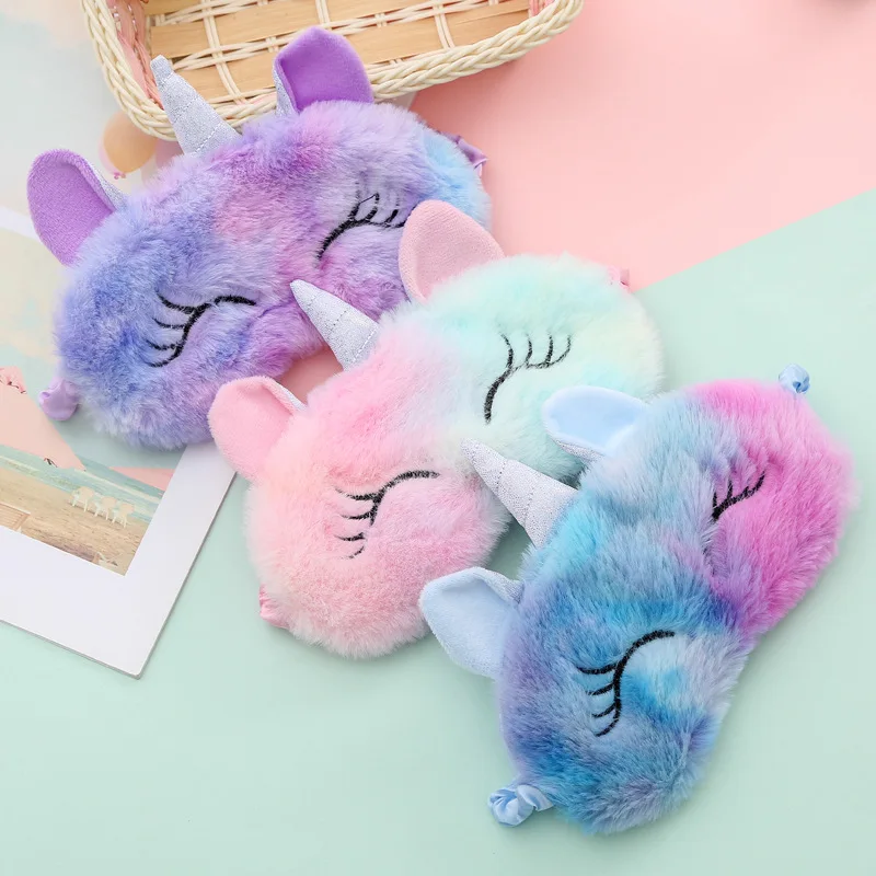 

Soft plush fluffy fuzzy Unicorn girls kids children sleeping sleep eye mask, Multi