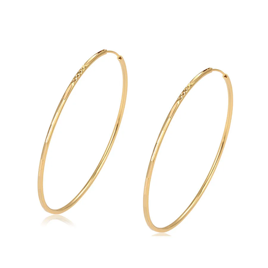 

99684 Xuping simple fashion gold plated wholesale jewelry big hoop earrings, 24k gold color