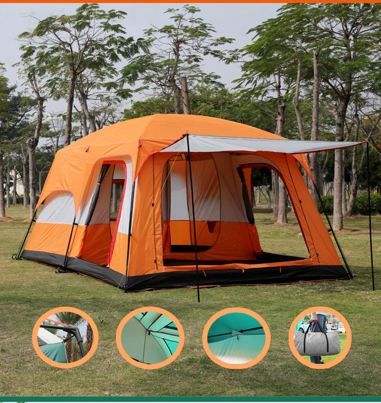 

Outdoor Camping Oversized Double Layer Thickened Waterproof Tent 5-8 Person Family Tents, Multicolor