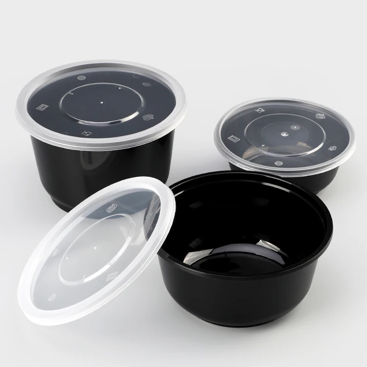 

SZ-LY700 food grade plastic clear soup bowl disposable, Black/ white