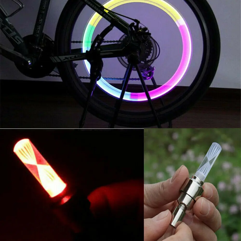 Peanutato Luce Colorata Impermeabile Super Luminoso Bici Bicicletta Ruota valvola Tappo valvola LED Pneumatico Pneumatici valvola Tappi Ruota Raggi Luce 