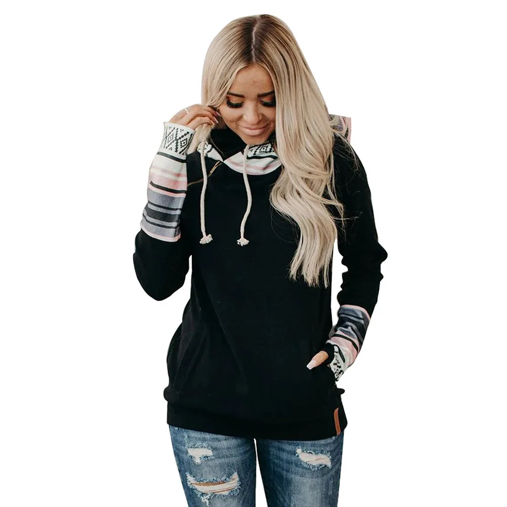 

New Arrival Womens Double Hooded Sweatshirt Aztec Hoodie, Photo show