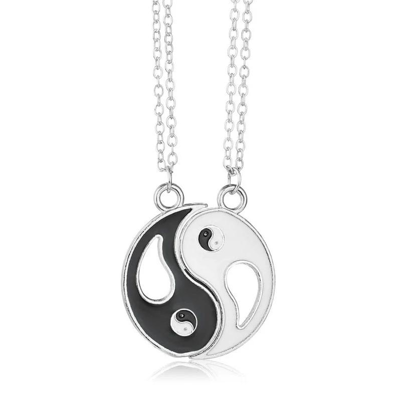 

Fashion Chinese Tai Chi Round Pendant Necklace For Couple 2-Piece Set Yin Yang Gossip Necklace Punk Jewelry Gifts