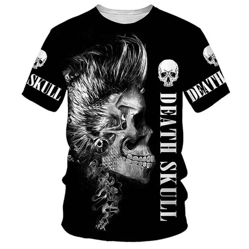 

2021 Hot Sale Summer Sports Breathable Polyester Fashion Custom Skull Pattern Packaging Logo Hiphop 3D Tshirt, Customized color