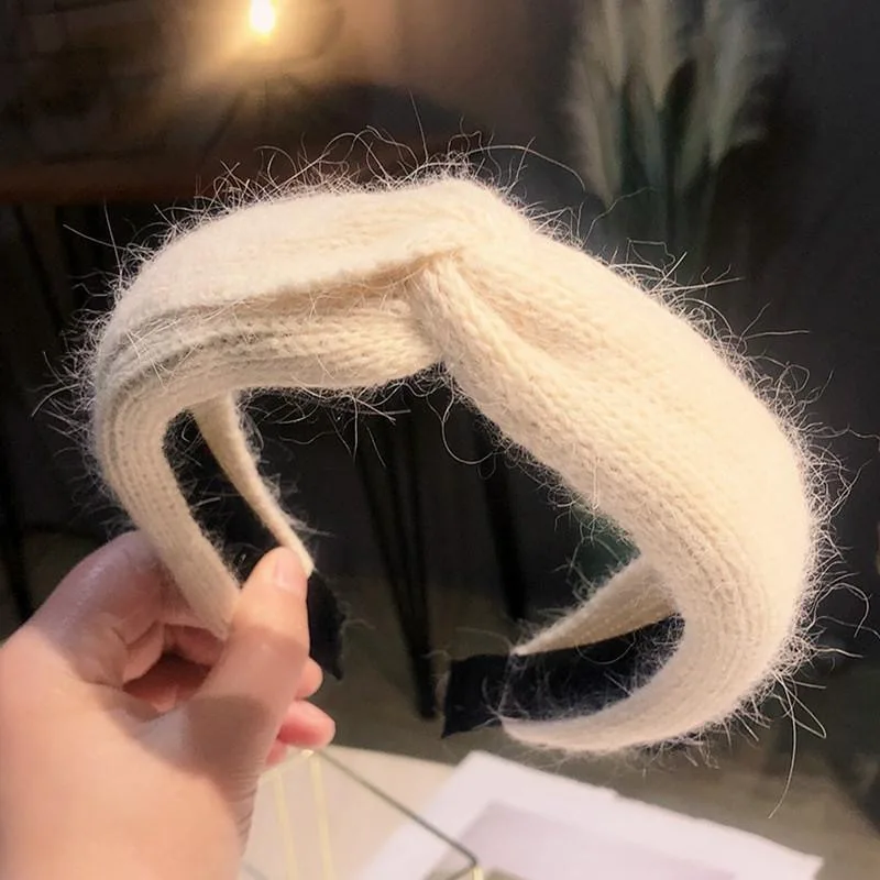 

JUHU New Winter new wool hair band women's Korean style style wide edge knotted pressure hair headband, Colorful