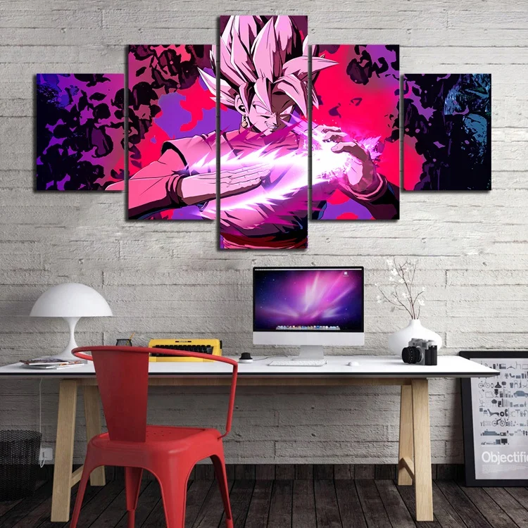 

HD Pictures Dragon Ball Black Goku Canvas Wall Painting for Home Decor No Framed Animation Art 5 Panels Posters Wall Art, Multiple colours