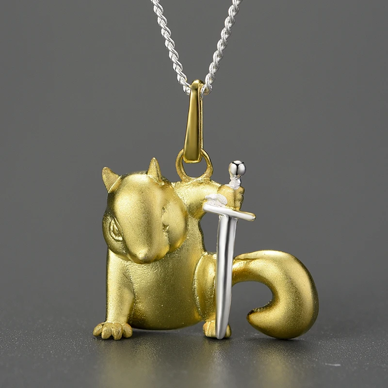 Wholesale Custom Handmade Jewelry Animal 18K Gold  Squirrel Cute Pendant Charms for Women Accessories