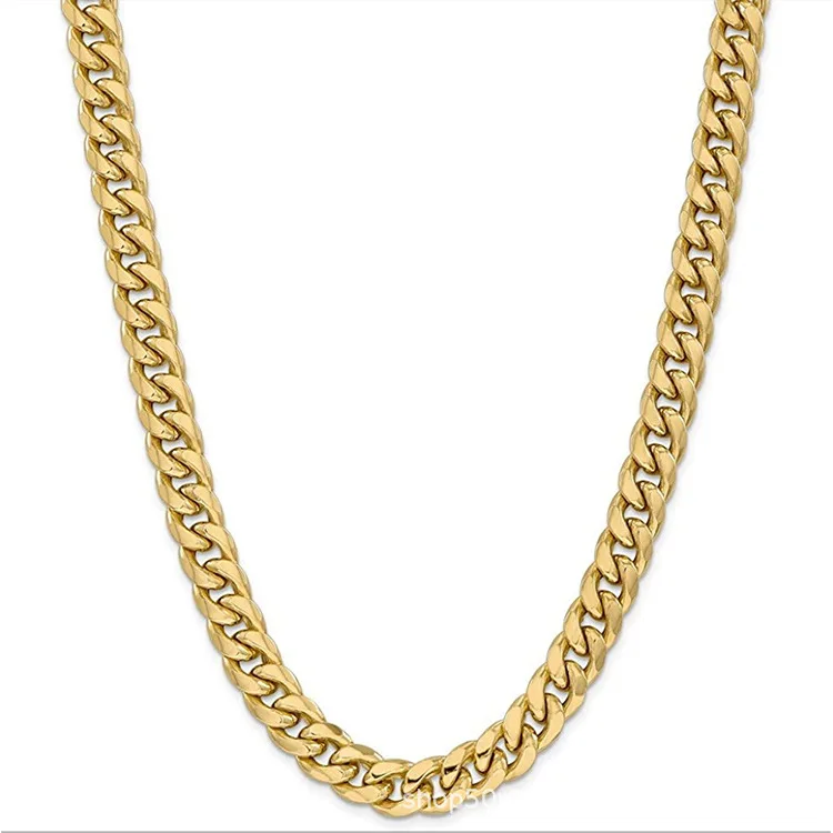 

2022 fashion classic Necklace 4mm wide Stainless Steel personalized necklaces for man Cuba's chain Hip hop necklace, Gold