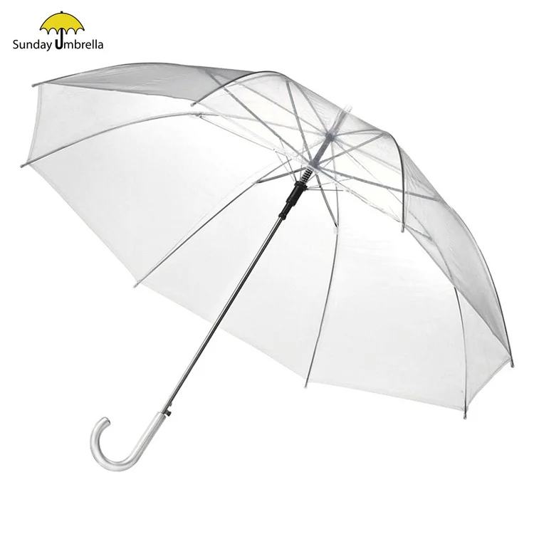 

SUNDAY Custom Logo Print PVC Clear Cheap Transparent Umbrella, As shown/customized