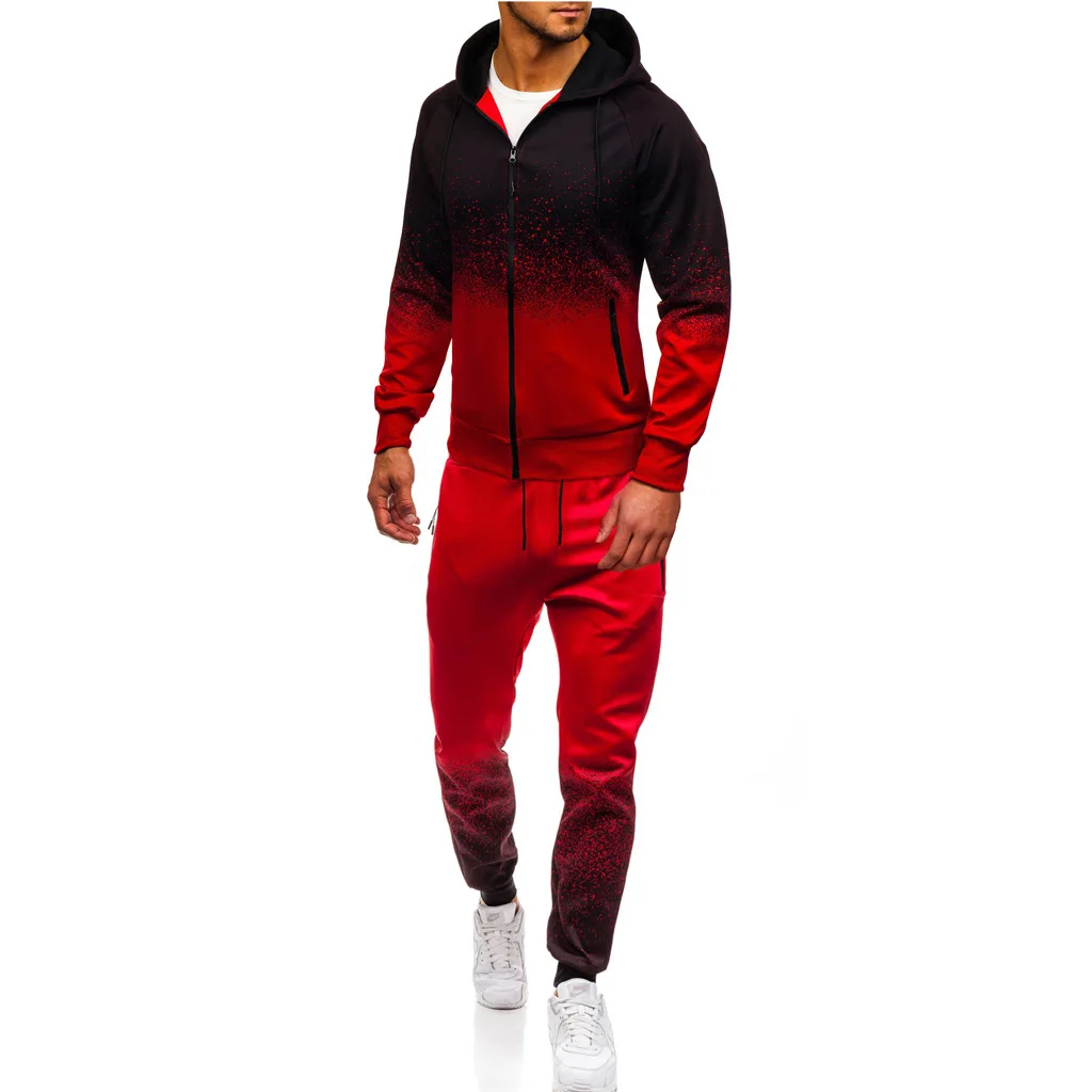 Casual Sports Suit Gradient Stripes Fitness Apparel Coat And Leisure ...