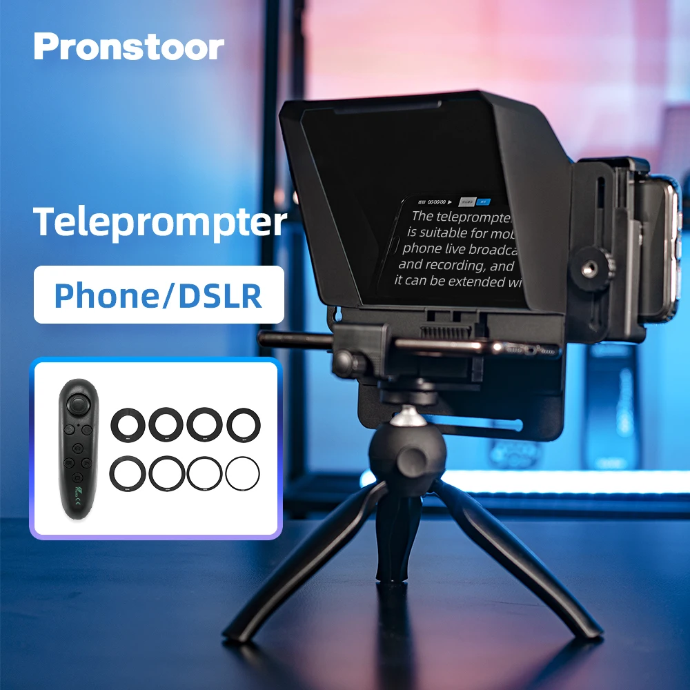 

Pronstoor Phone and DSLR Recording Mini Teleprompter Portable Inscriber Mobile Teleprompter Artifact Video With Remote Control, Other