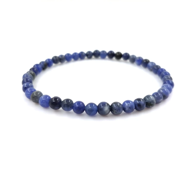 

4MM Natural Blue Veins Stone Beads Rhinestone Bracelets, As pitures
