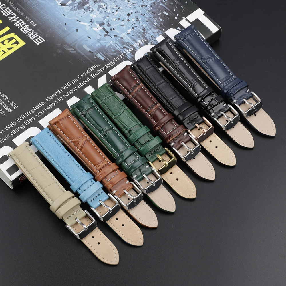 

Mens Genuine Leather Watch Strap Band Alligator Grain 18mm 20mm 22mm 24mm,watch strap repair, Black