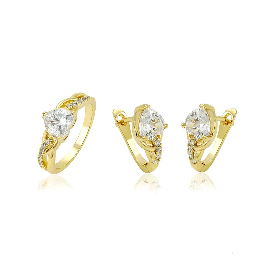

64627 xuping jewelry Gift Ring Party Western Rhinestone Zircon Heart Style Bridal Wedding Jewelry Set