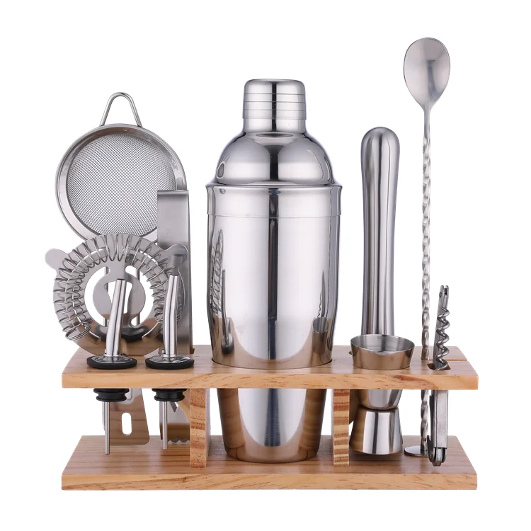
Amazon hot 11 piece Stainless Steel Cocktail Shaker Bartender set 