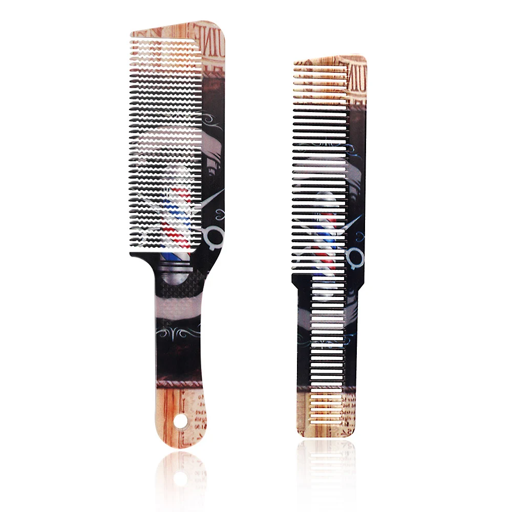 

High Quality Customized Barber Men Hair Cutting Wave Fine Tooth Comb Oil Head Clipper Comb Retro Printing For Salon Hairdressing