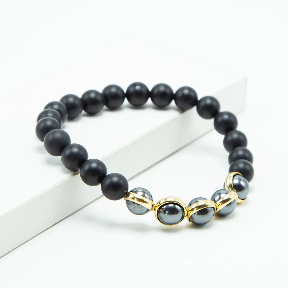 

Bestone 2021 Top Selling New Arrivals Personalized Matte Black Agate Stone Bracelet