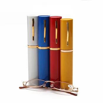 

Hot Sale Unisex Stainless Steel Frame Resin Reading Glasses 1.50-4.00 With Tube Case Folding Anti Fatigue Presbyopic Eyeglasses, Colors