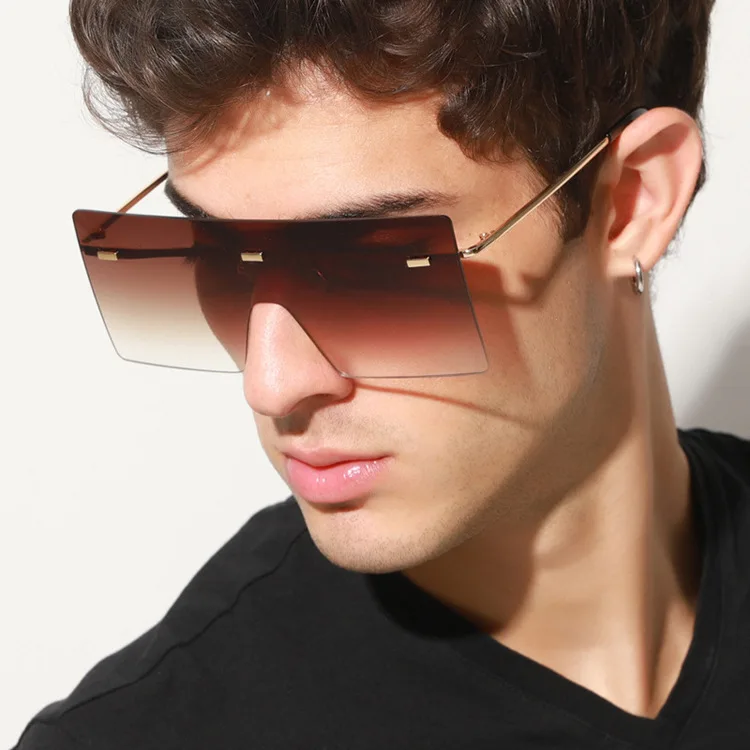 

NWT8587 Cool Rimless Metal Frame Square Sunglasses