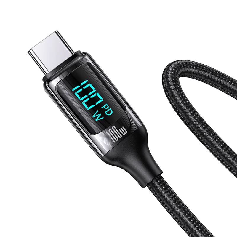 

USAMS SJ546 Usb c to Usb c Cable 100w Led Display Indicator Usb C Charger Cable