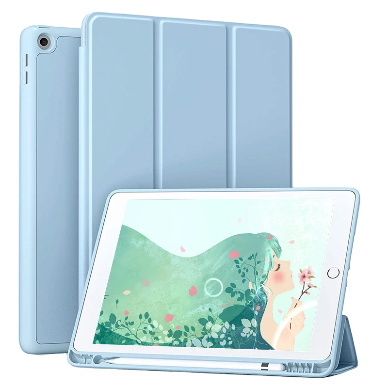 

PU+Silicone Back Cover+ Pencil Holder Auto Sleep And Wake Up Tablet Case For iPad Air3 10.5\Pro 10.5