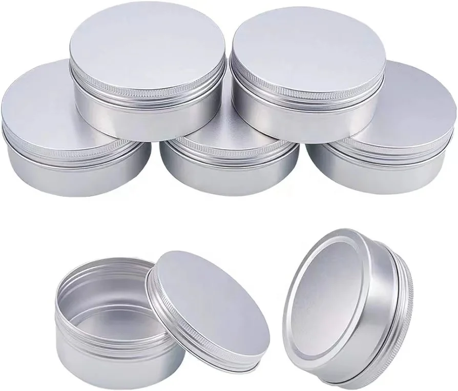 

Wholesale 250ml Silver Round tin Empty Metal Jar Cosmetic Packaging Aluminum Tin In Stock