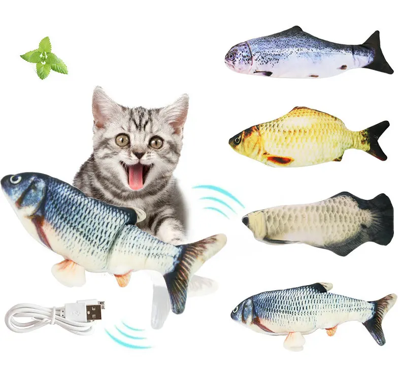 

JXANRY Simulation Anti Bite Interactive Cat Toy Dancing Wagging Electric Fish Cat Toy