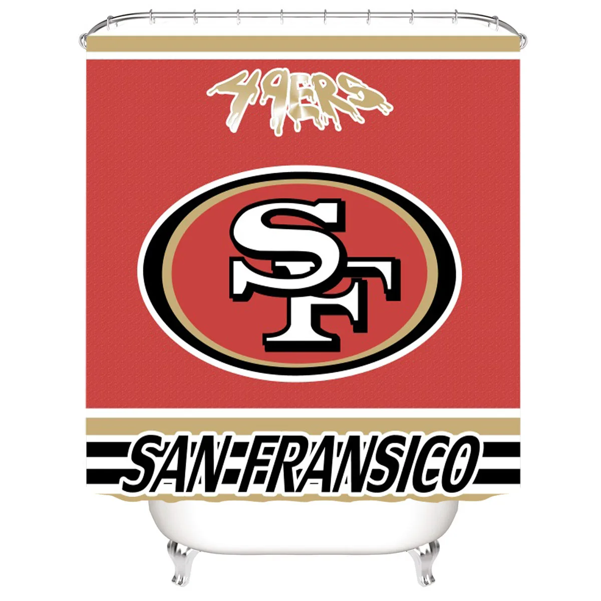 

Cool waterproof polyester custom logo urban modern style shower curtain