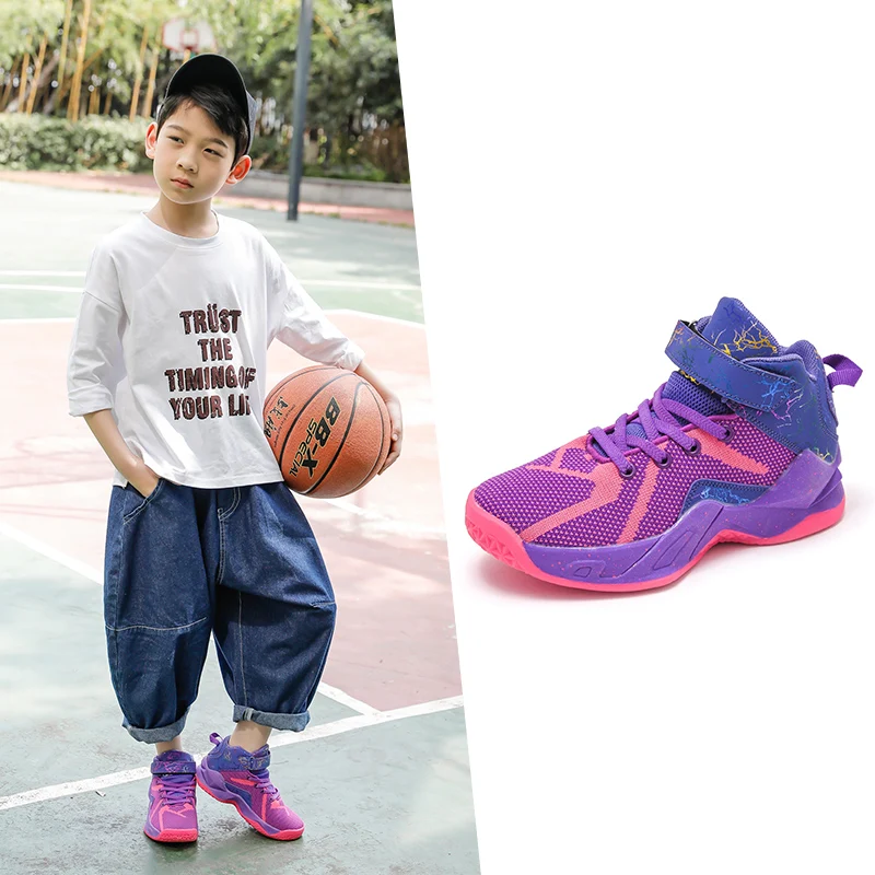 

2021 children's shoes kid's basketball shoes running shoes boys and girls, Black white,green white,purple