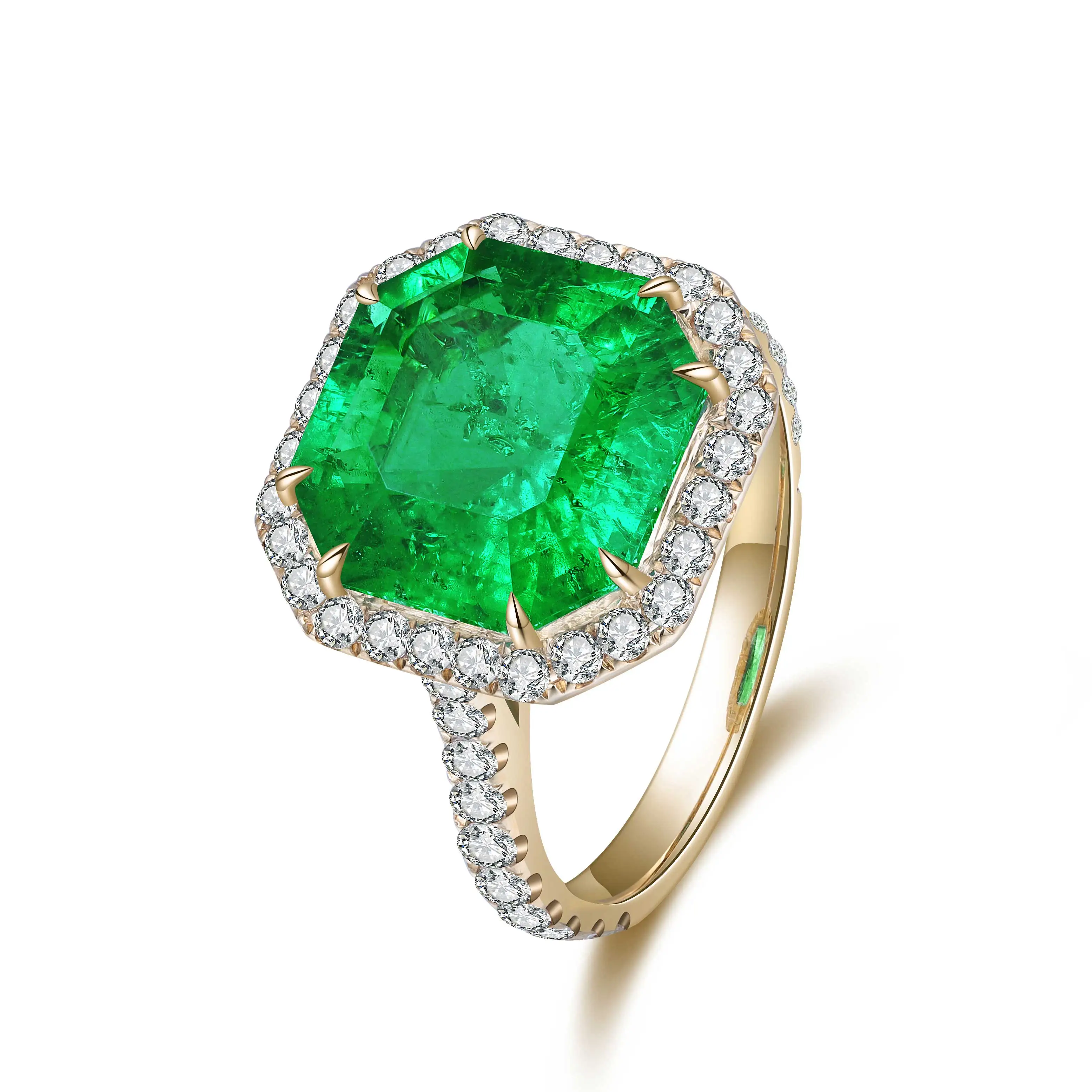 

Colored Gems Rings Jewelry 9k Lab Grown Emerald Women Jewelry Ring, Green