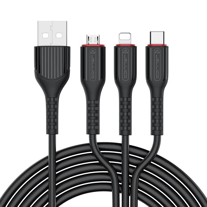 

Jellico MT-13 Data Cable 3 In 1 Usb Cable 3.1A 1M Multi 3 in1 Charging Cable, Black,white