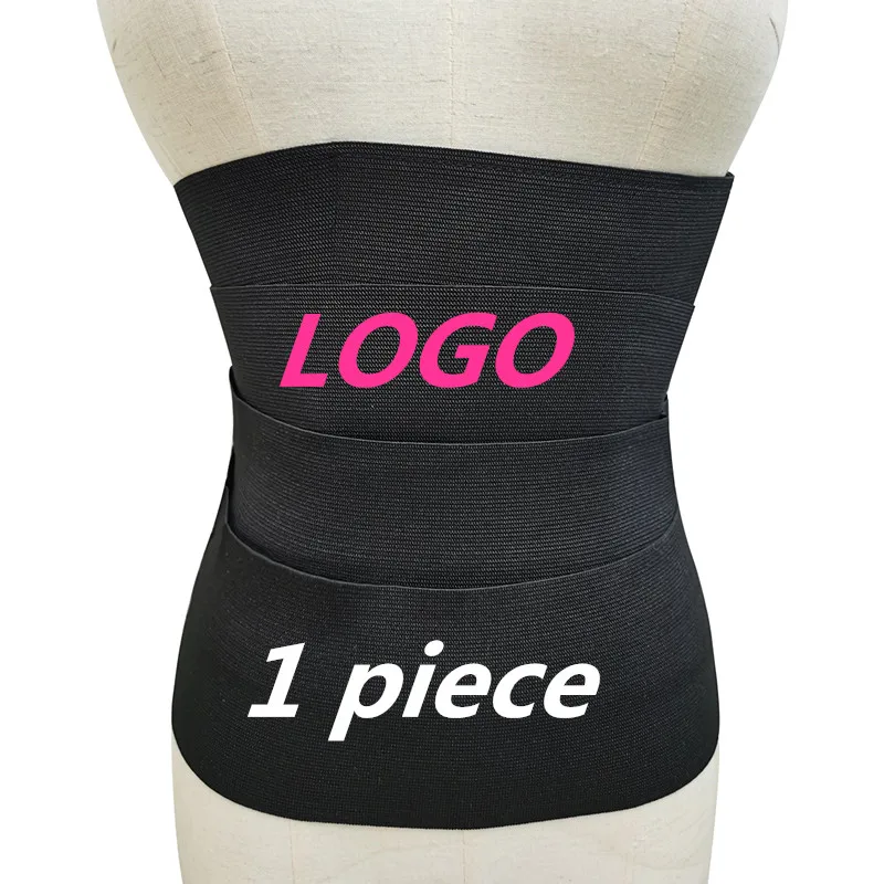 

KASIQI Custom Logo High Compression Elasticity Tummy Trimmer Control Women Adjustable Wrap Straps Fitness Waist Trainer for girl, Black