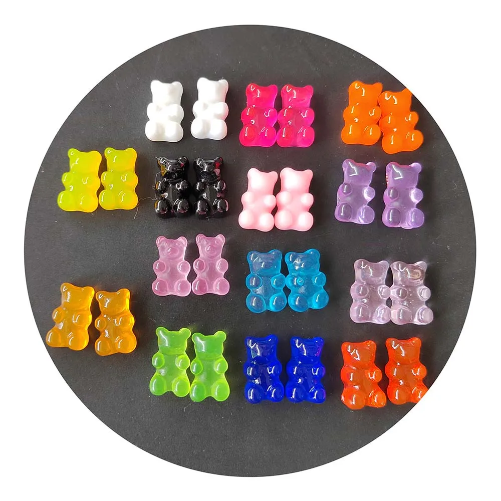 Fashion Cute Resin Gummy Bear Cabochon for DIY Craft Key Chain Gummy Bear Earring Hair Clip Making