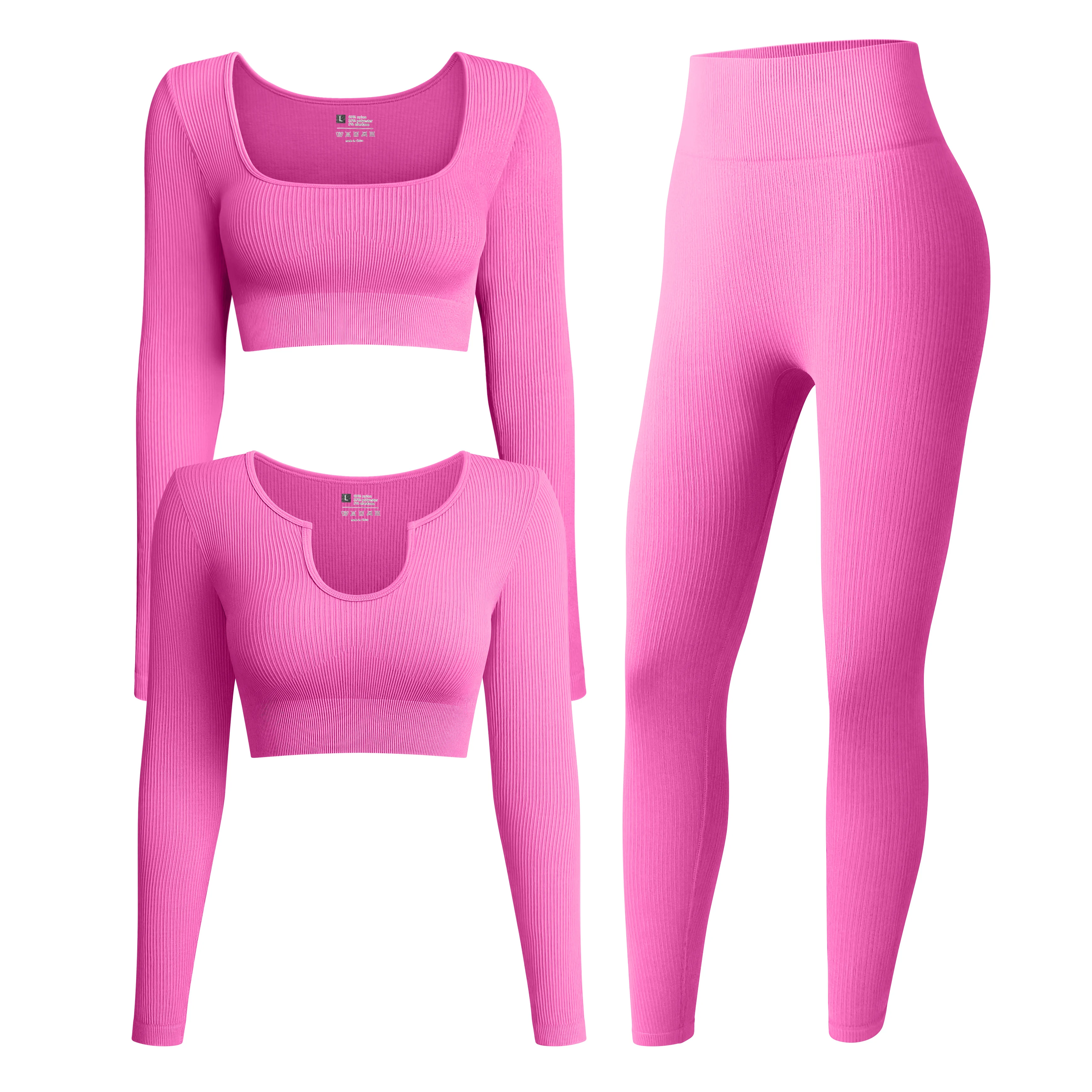 

Wholesale High Waist Gym Apparel Sport Bra Top Knitted Fitness Yoga Sets