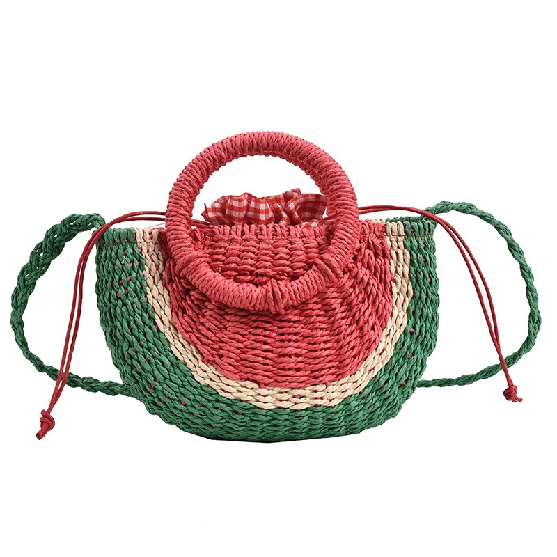 

Summer new straw handbag watermelon shoulder messenger rattan bag ethnic style hand-woven women's straw bag