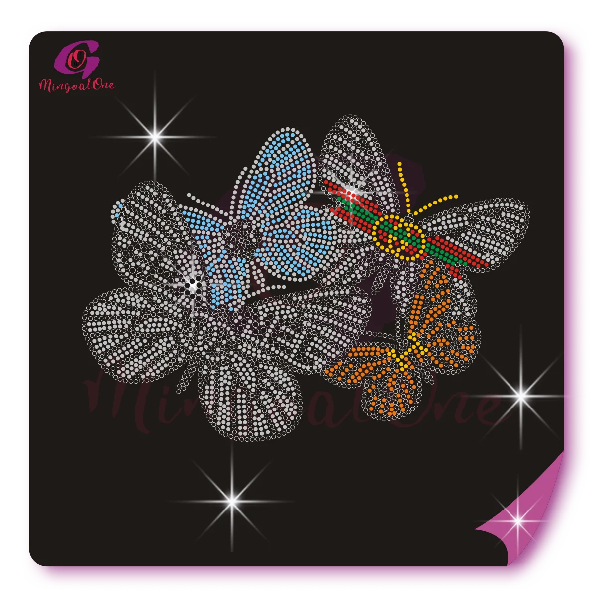 

Gorgeous Custom Butterfly Hotfix Rhinestone Transfer Colorful Popular Rhinestone Heat Transfer Design, Select from color chart