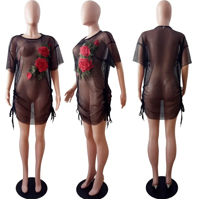 

B61030A New Autumn style embroidered mesh smocks for European and American women's wear at the sexy nightclub wear