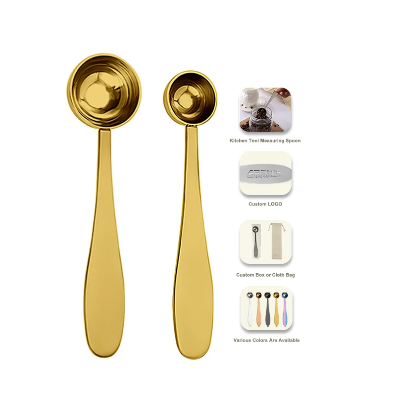 

Customized Independent Packaging Gold Coffee Milk Powder Measuring Spoon Set