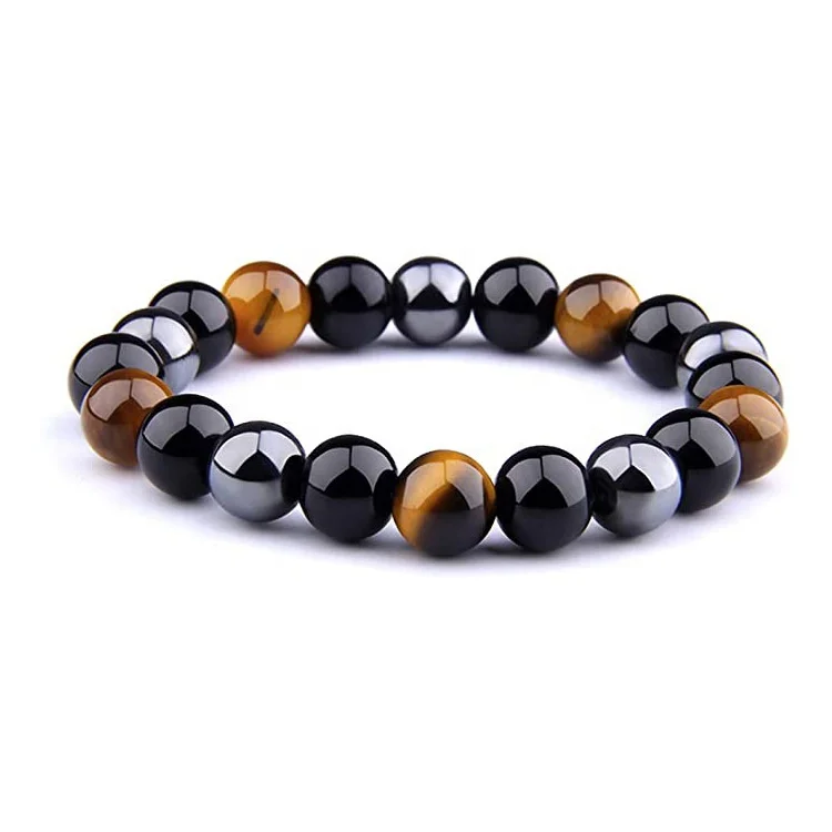 

New Arrival High Quality Natual Tiger Eye Obsidian Stone 10mm Beads Fengshui Bracelet For Men, As the pictures show