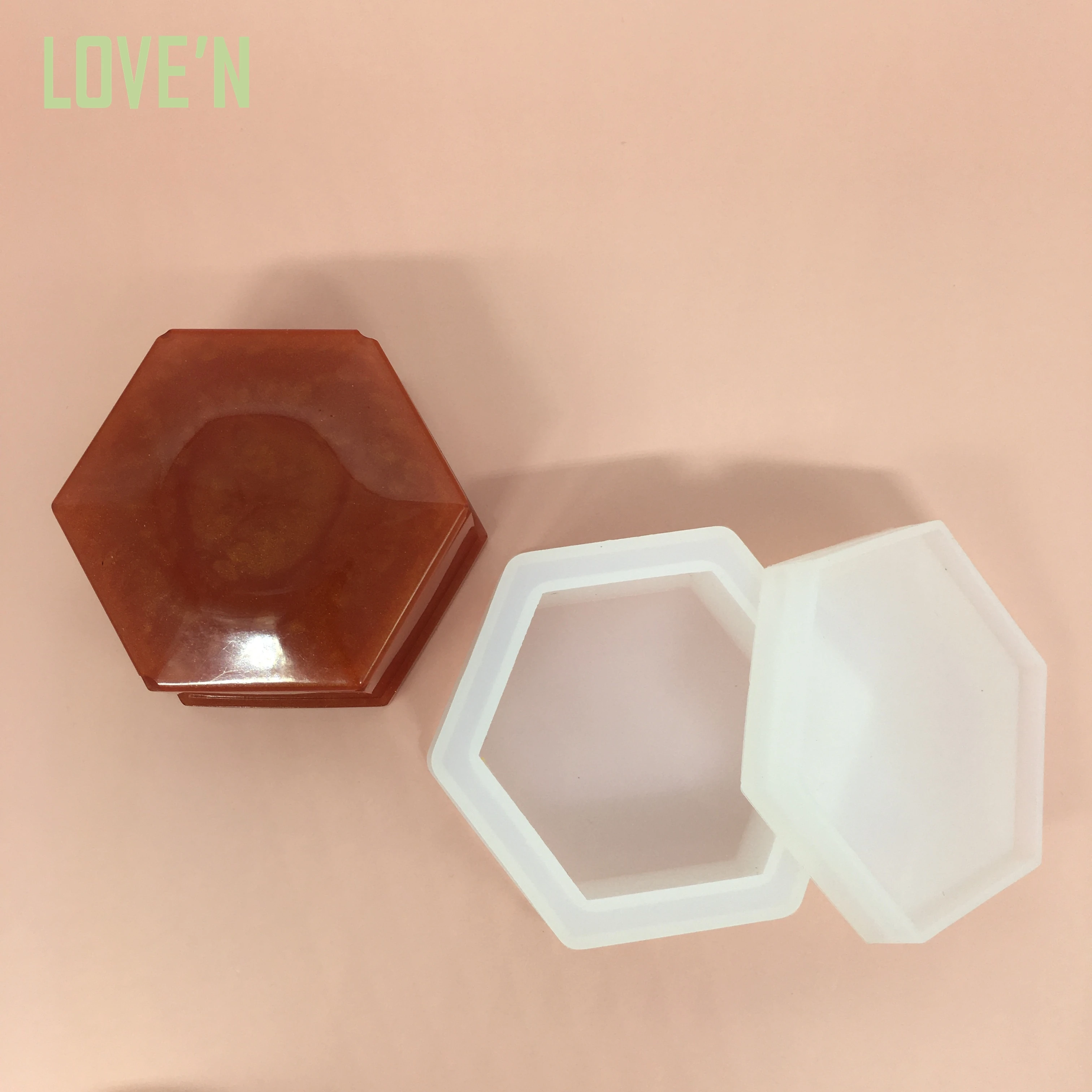 

LOVE'N OEM LV060B Trinket hexagonal Storage Jewelry Box Resin silicone Mold For Diy Handmade Craft wedding present Making