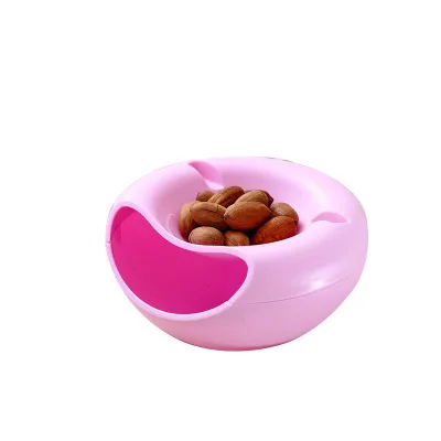 

Creative Lazy Snack Bowl Plastic Double-Layer Snack Storage Box Bowl Fruit Bowl And Mobile Phone Bracket Chase Artifact Pink, White&black, blue, pink, green/white