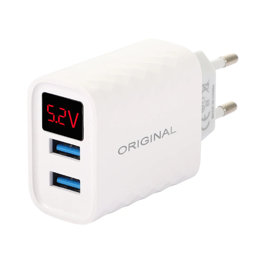 

EU 3 Pin Plug LED Display Mobile Wall Charger 5V2A