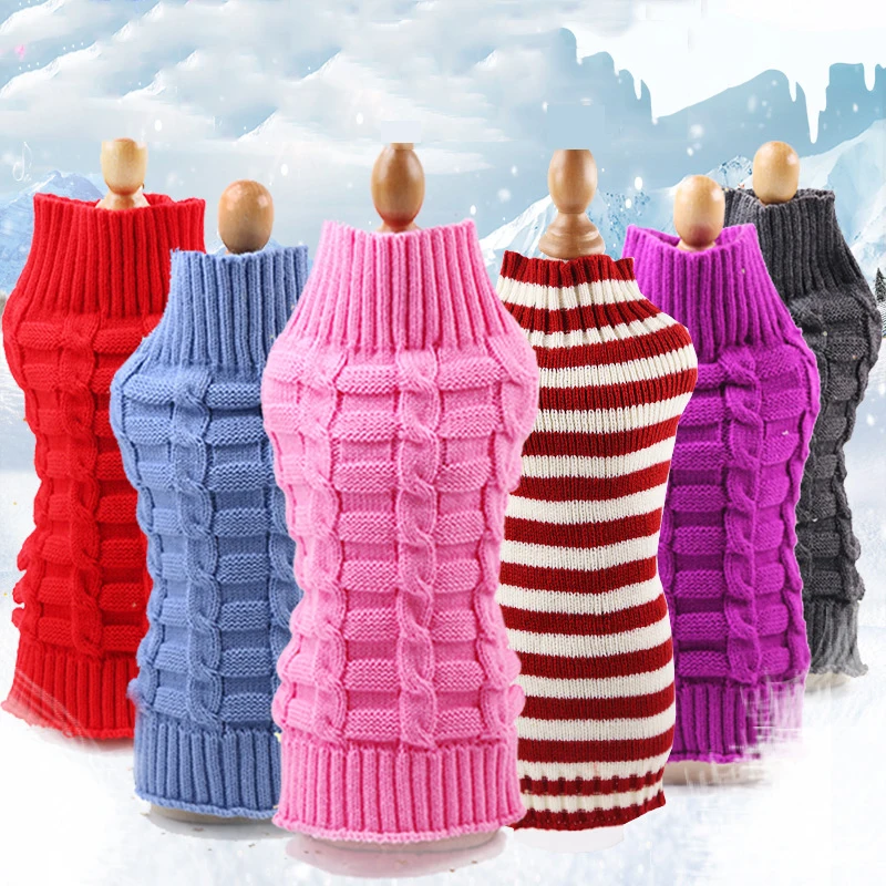 

Manufacturer wholesale hand crochet multi-colors warm winter dog knitted sweater, Red,blue,purple,grey,pink