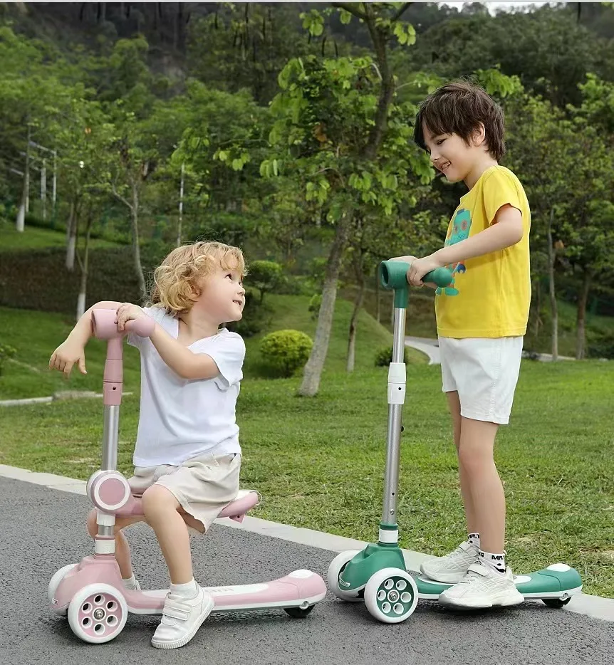 

High Quality Can be Customized Early Education 3 Wheels Kids Scooter 3 in 1 Foldable Children's Scooter for ages 3-5, Customized color