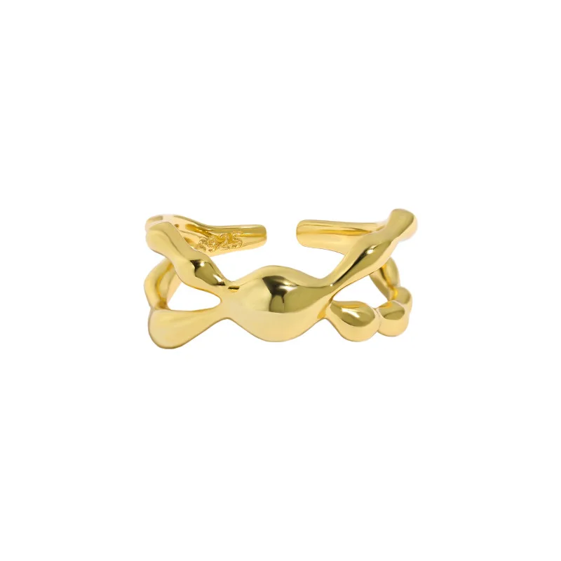 

VIANRLA 925 Sterling Silver Minimalism knotted Irregular 18k Gold Plating Ring For Women Support Dropshipping Free Laser Logo