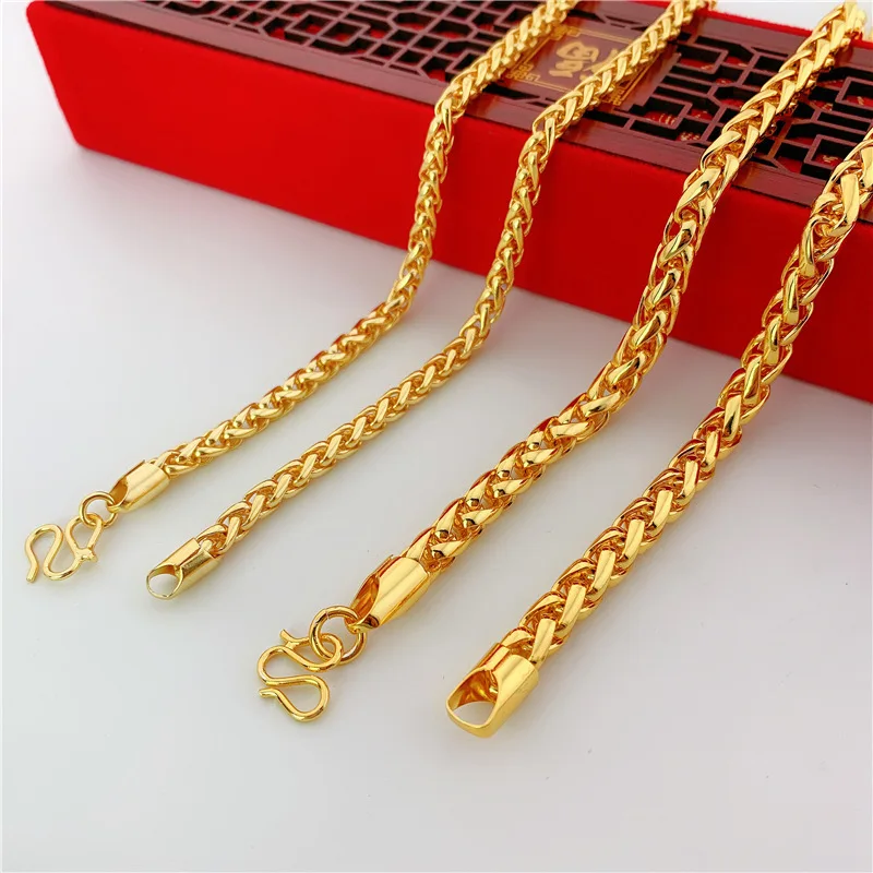 

Vietnam Alluvial Gold Necklace Male 24K No Color Fading Euro Placer Jewelry Men's
